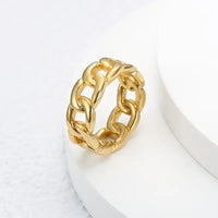 Gold-Plated Stainless Steel w/Chain Link Design Ring:  Size 7