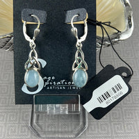 Aquamarine Cabochon .925 Sterling Silver Earrings w/Leverback Wires