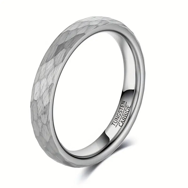 4mm Hammered Finish Tungsten Ring: Size 11