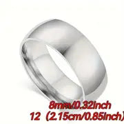 8mm Titanium Half-Dome Ring: Sizes 7-13