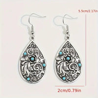 Silver Plated w/Faux Turquoise Paisley Earrings w/Stainless Steel Leverback Wires