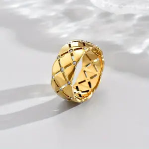 Gold-Plated Stainless Steel w/CZ Accents Ring:  Size 10