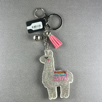 Puffy Rhinestone Keychain:  Llama