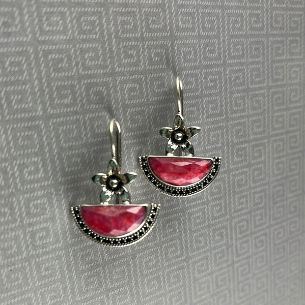 Faceted Ruby .925 Sterling Silver Earrings