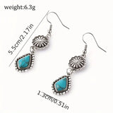 Silver Plated Alloy Faux Turquoise Earrings w/Leverback Wires