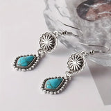 Silver Plated Alloy Faux Turquoise Earrings w/Leverback Wires