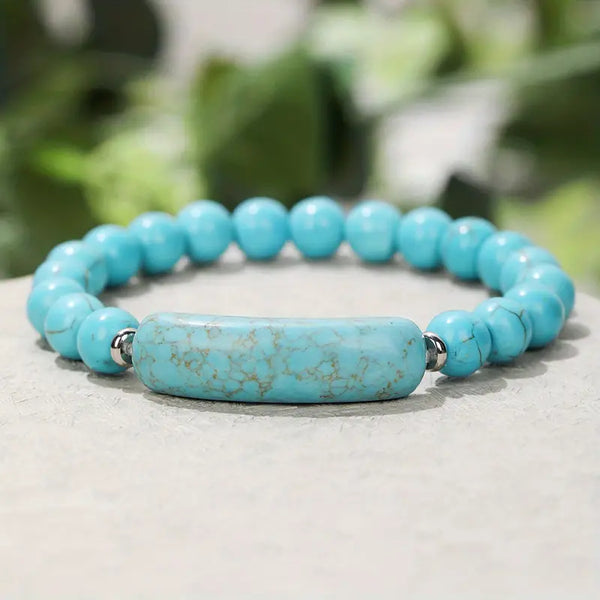 Faux Turquoise Adjustable Stretch Bead Bracelet