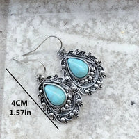 Silver Plated Alloy Drop w/Faux Turquoise w/Leverback Earring Wire