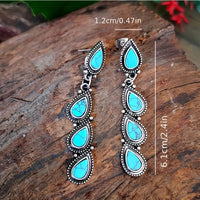 Faux Turquoise Silver Plated Alloy w/Patina Post Earrings