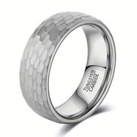 8mm Hammered Finish Tungsten Ring: Size 8