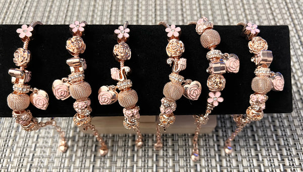 Rose-Gold Plated Alloy Charm Adjustable Bracelet