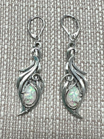 Silver Plated Alloy Faux Opal w/Stainless Steel Leverback Earrings Wires