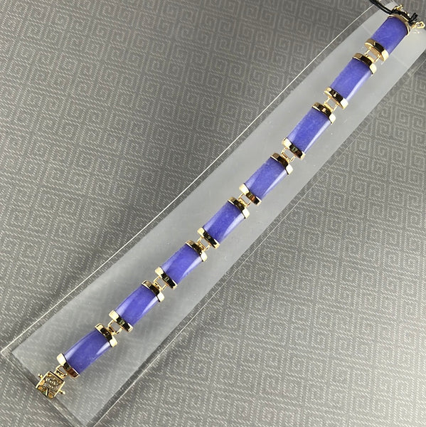 Lavender Nephrite Jade 14kt Gold-Plated Sterling Silver Bracelet w/Safety Catch: 7.25"