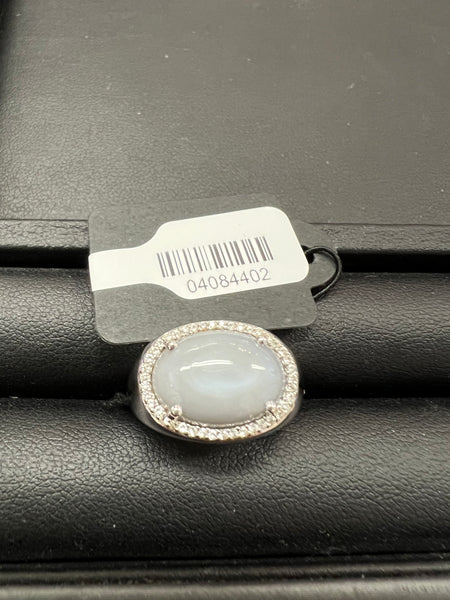 Sterling Silver Grey Moonstone & White Topaz Ring - Size 7