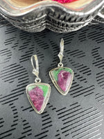 Ruby in Zoisite Sterling Silver Earrings w/Leverback Wires