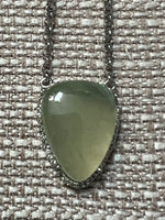 Prehnite w/White Topaz Accents Sterling Silver Pendant/Necklace