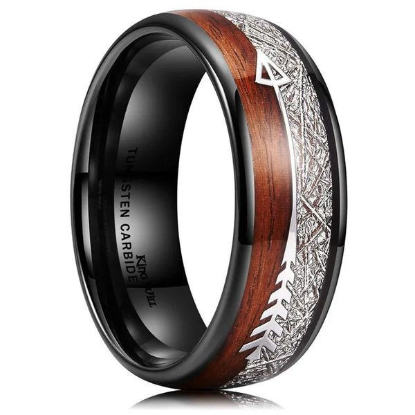 Stainless Steel & Wood w/Crinkled Metal & Double-Rim w/Black Inside Ring