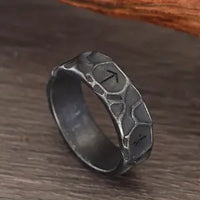 8mm Nordic Symbols Stainless Steel w/Patina: Size 11