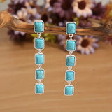 Faux Turquoise Silver Plated Alloy w/Patina Post Earrings