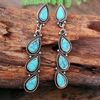 Faux Turquoise Silver Plated Alloy w/Patina Post Earrings