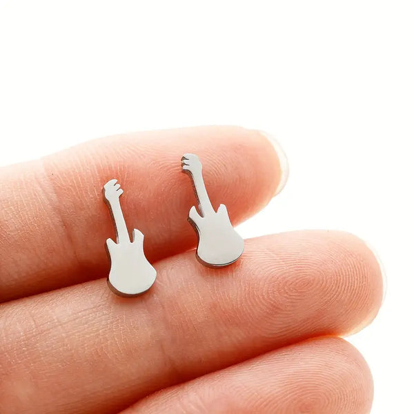 Stainless Guitar Post Earrings: No Plating