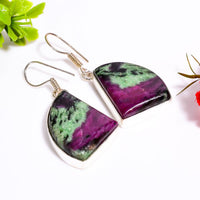 Ruby in Zoisite Sterling Silver Earrings w/Leverback Wires