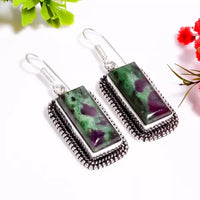 Ruby in Zoisite Sterling Silver Earrings w/Leverback Wires