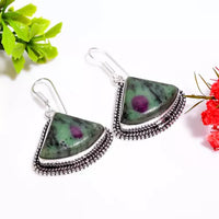 Ruby in Zoisite Sterling Silver Earrings w/Leverback Wires