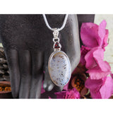 Montana Agate & Garnet Sterling Silver Pendant/Necklace