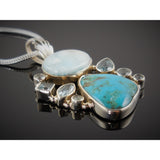 Larimar, Turquoise & Blue Topaz Sterling Silver Pendant/Necklace