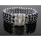 Handwoven Sapphire Gemstone Sterling Silver Cuff Bracelet