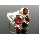 Garnet 5-Stone Sterling Silver Ring - Size 7