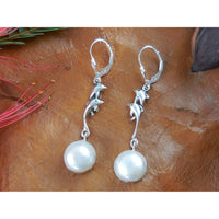 Freshwater Pearl Sterling Silver Dolphin Earrings