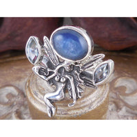 Kyanite & Blue Topaz Sterling Silver Fairy Ring - Size 6.75